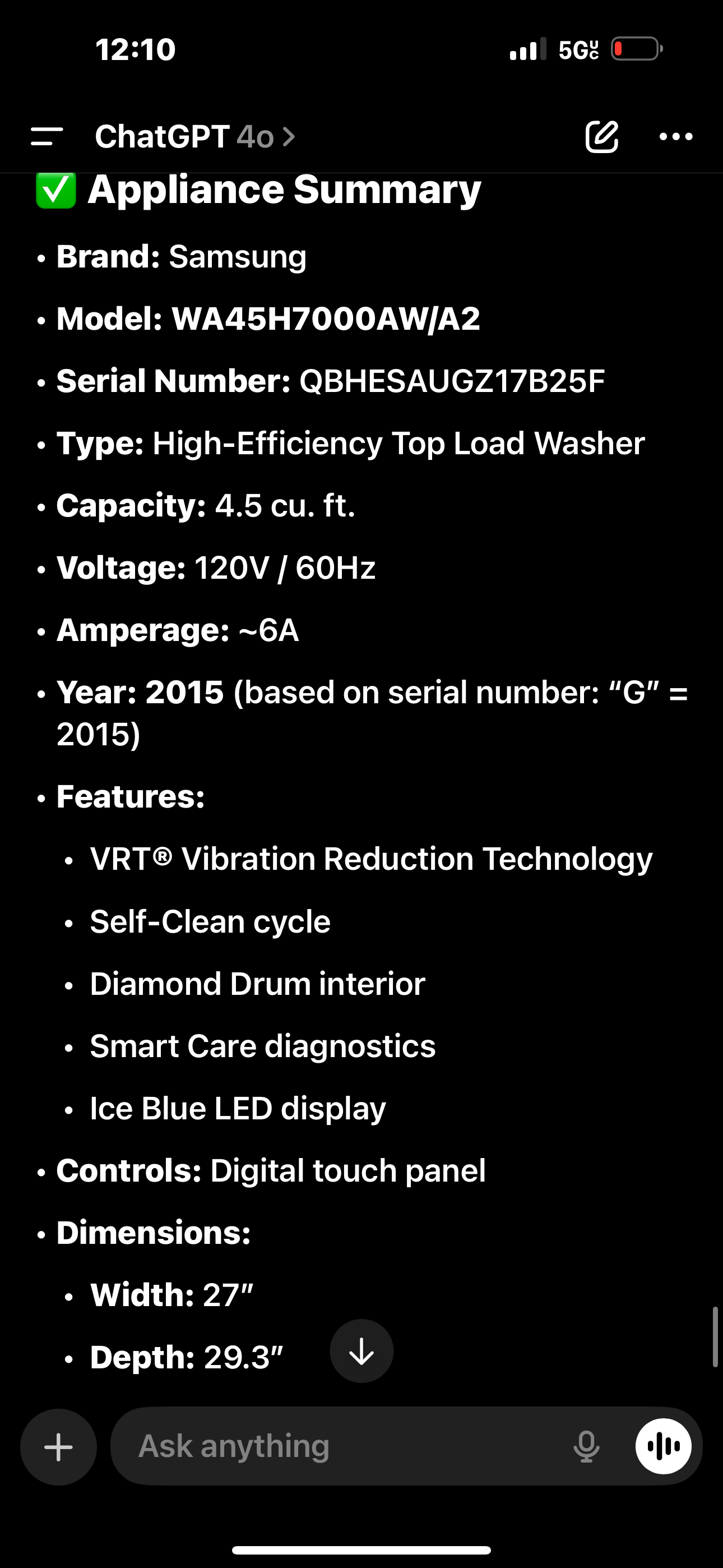 Samsung Washer And Electric Dryer Set