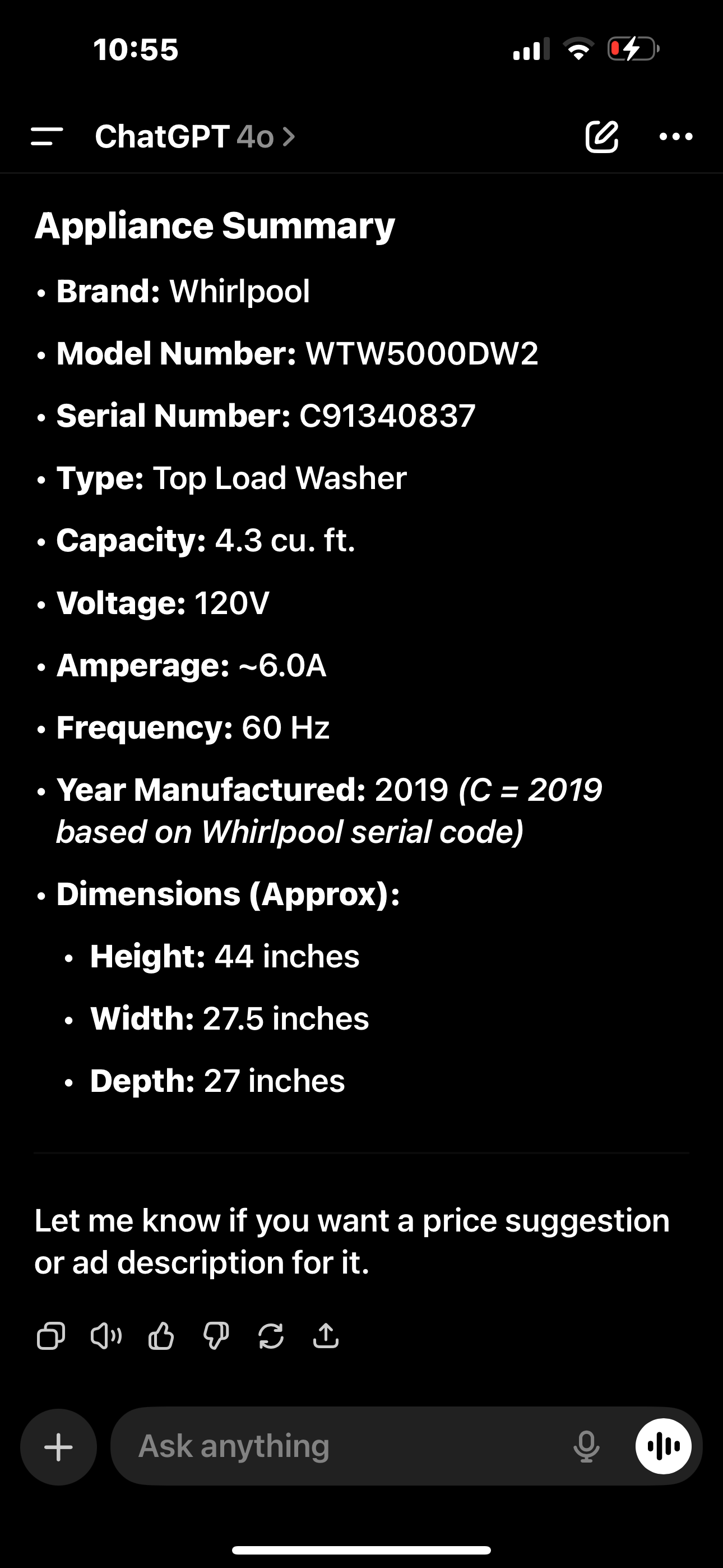 Whirlpool High-Efficiency Top Load Washer – WTW5000DW2