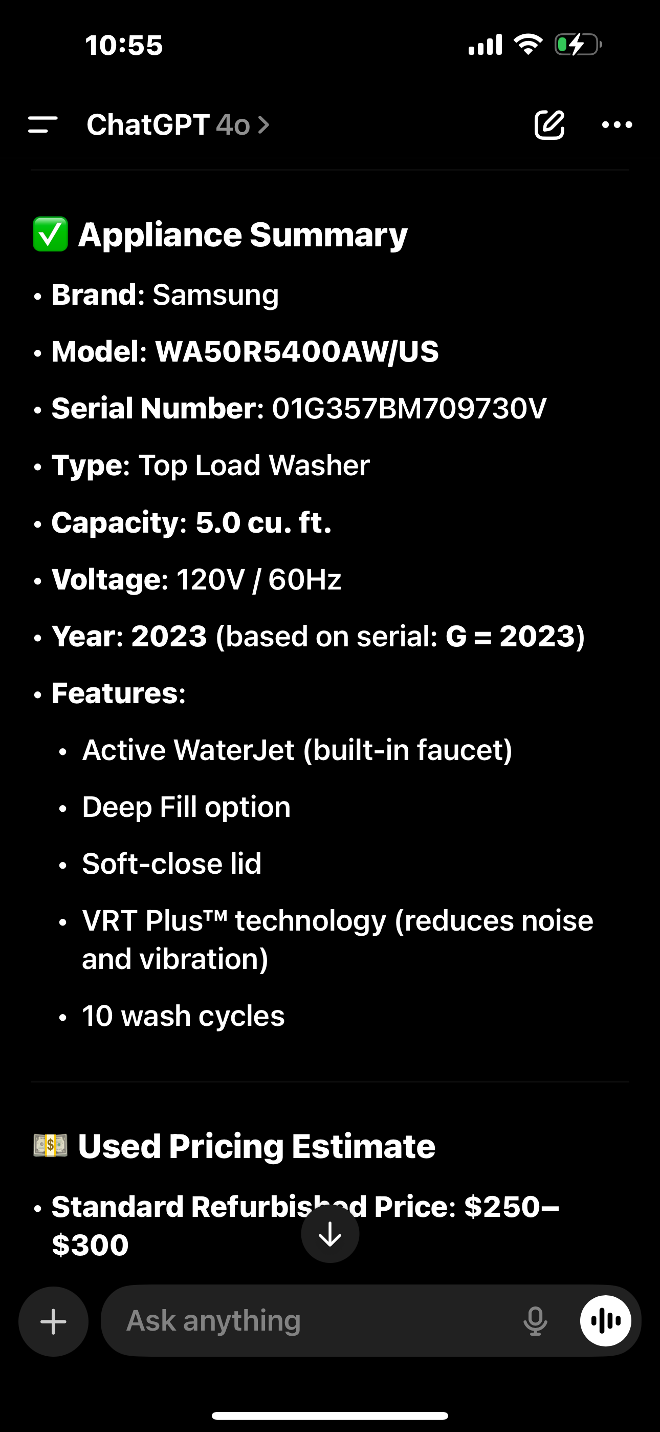 Samsung 5.0 cu. ft. Top Load Washer with Active WaterJet.