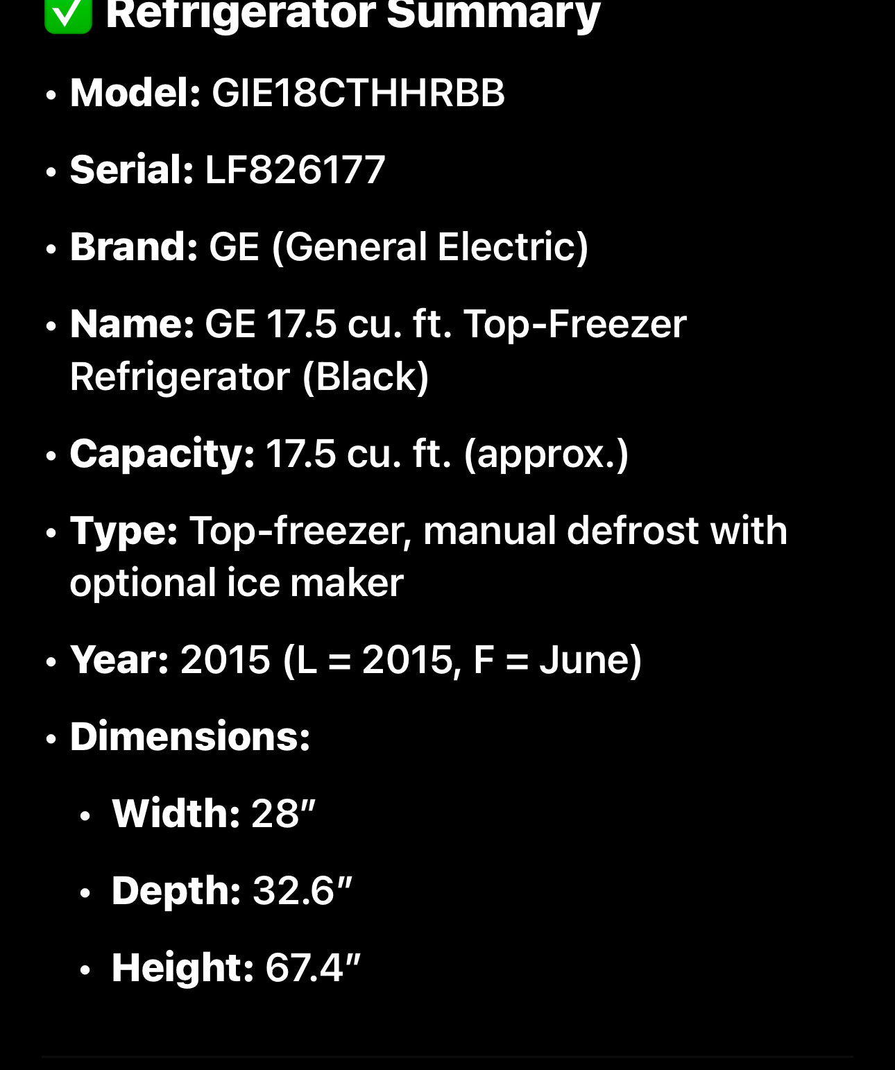 GE 17.5 cu. ft. Top-Freezer Refrigerator (Black)
