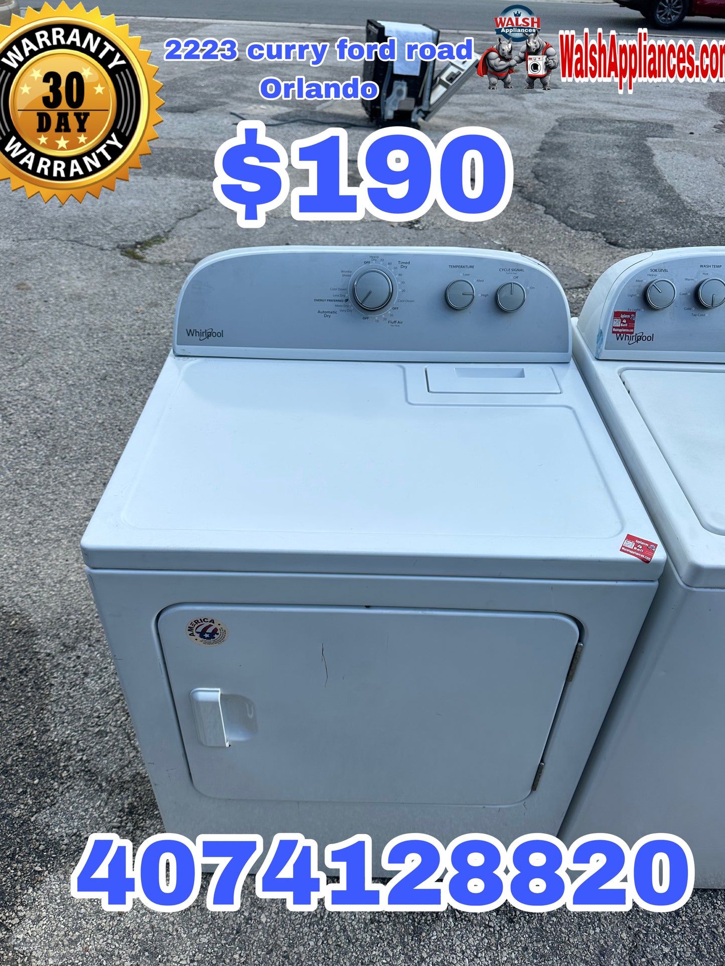 Whirlpool 7.0 cu. ft. Top Load Electric Dryer with AutoDry™ Drying System