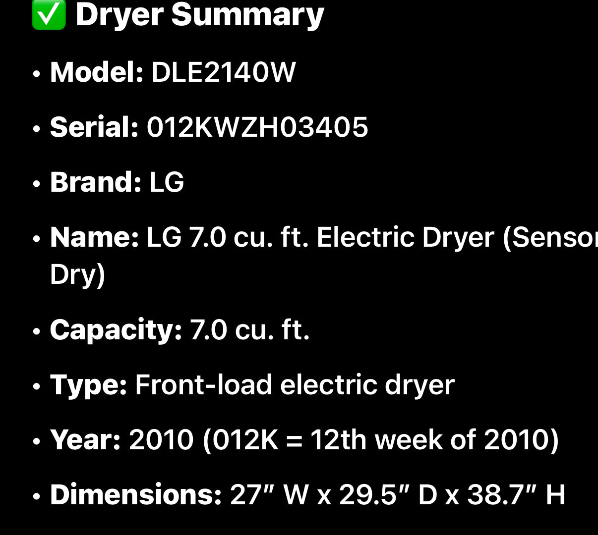 Lg Washer And Electric Dryer