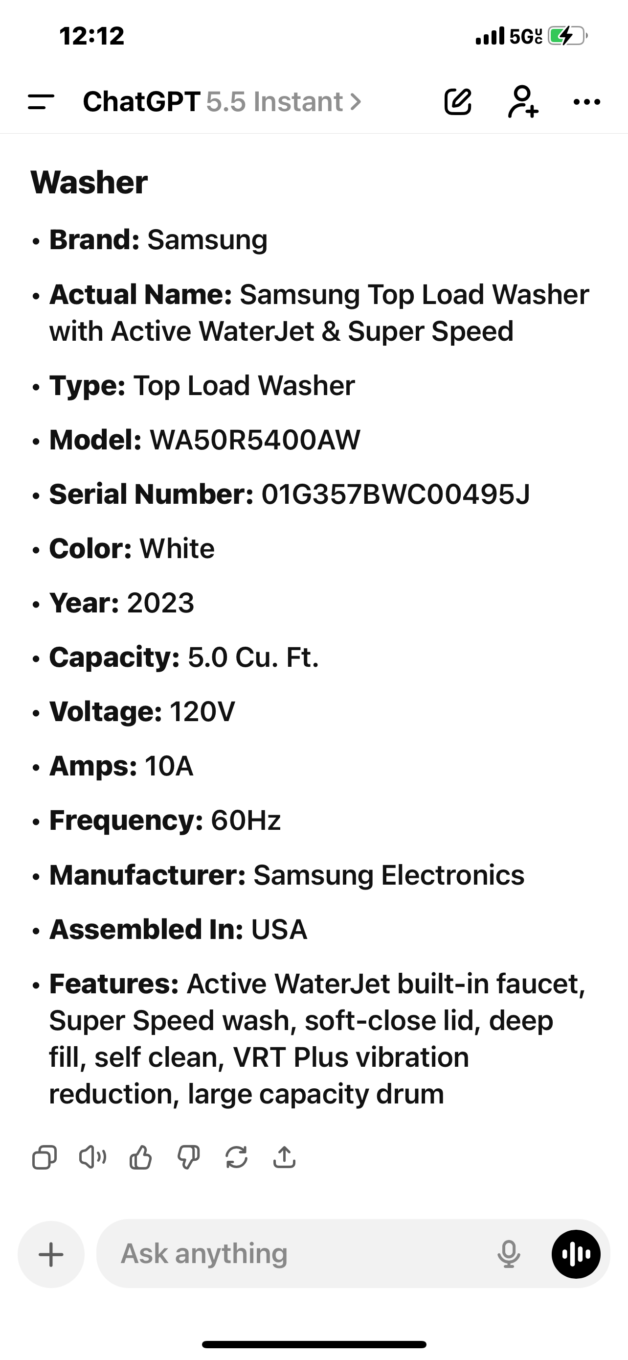 Samsung Washer And Electric Dryer Set