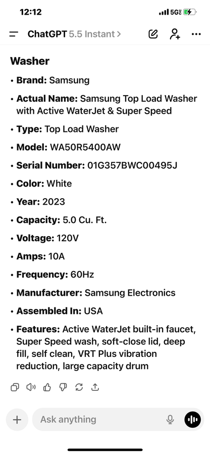 Samsung Washer And Electric Dryer Set