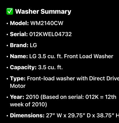 Lg Washer And Electric Dryer