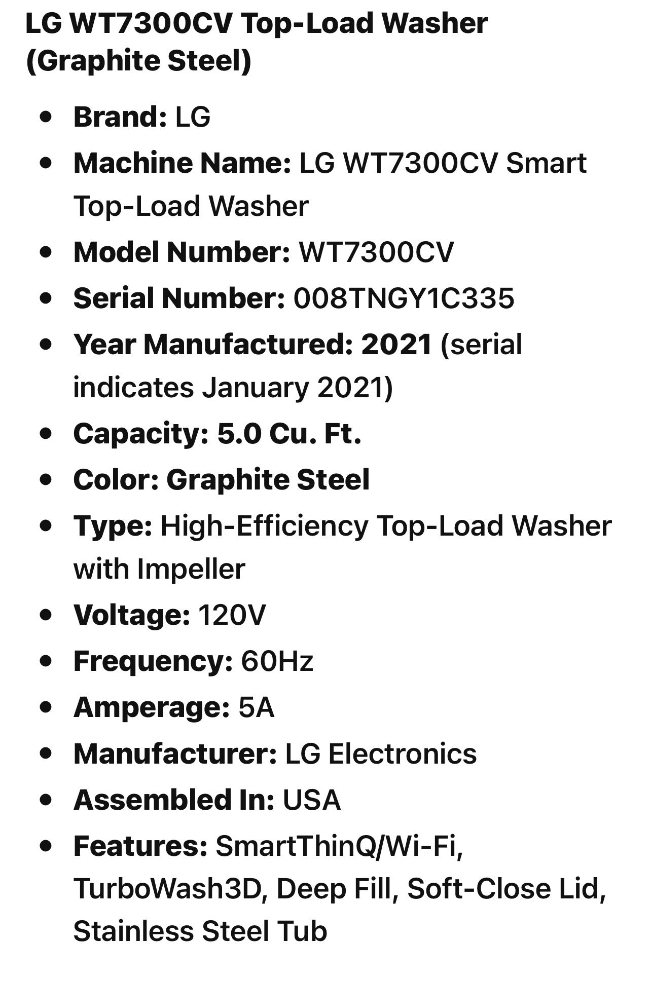 Lg Washer And Electric Dryer Set