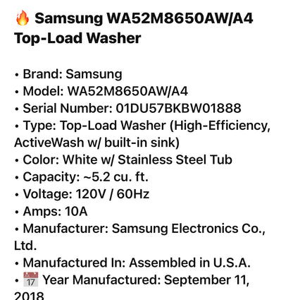 Samsung Washer And electric Dryer Set