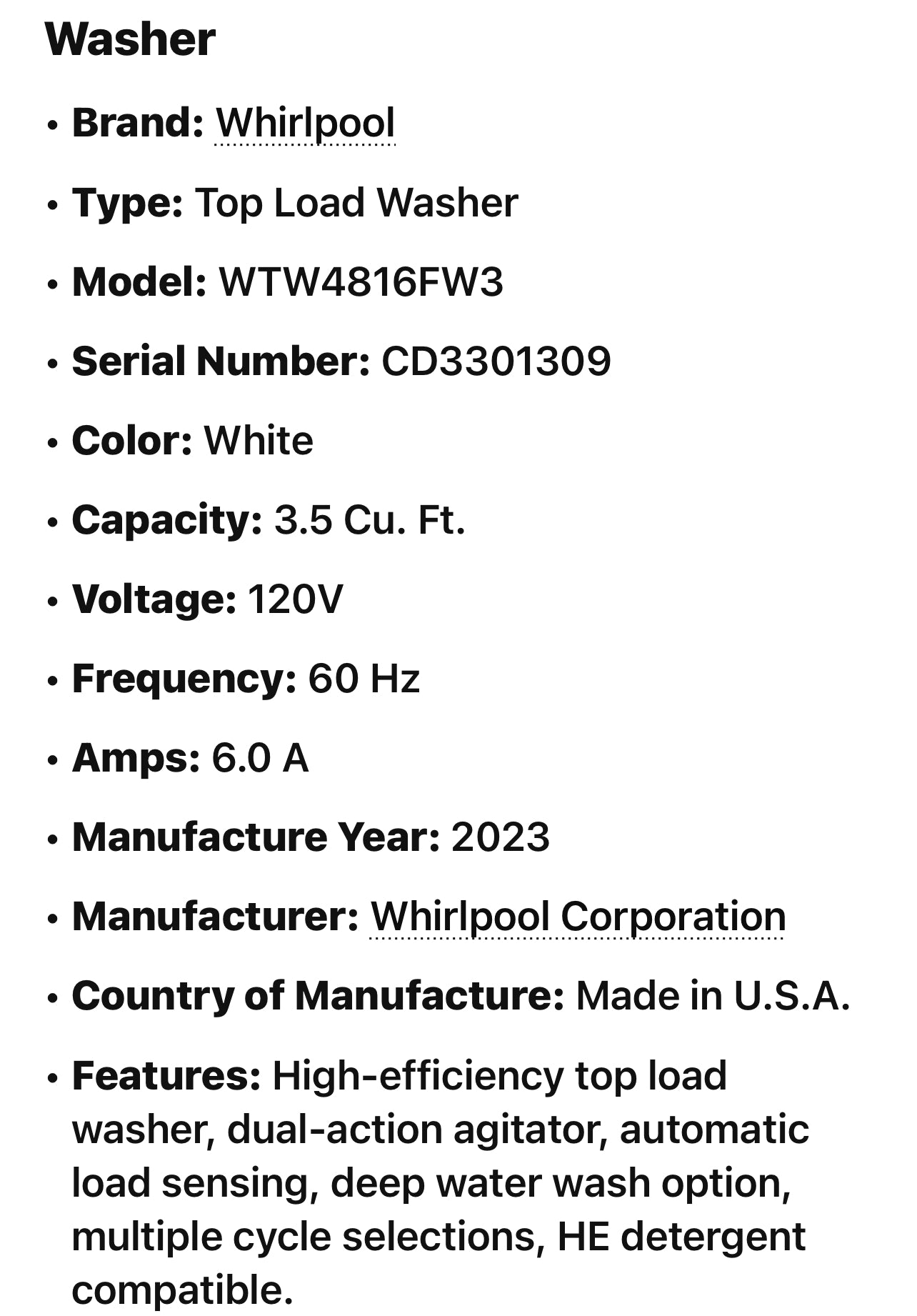 Whirlpool 3.5-cu ft High Efficiency Top-Load Washer