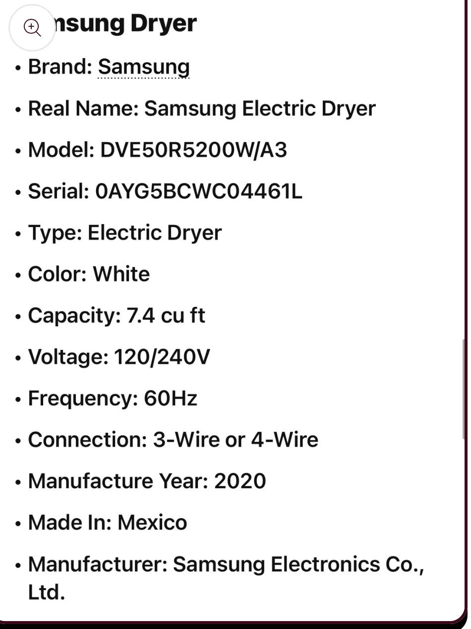 Samsung Washer And Electric Dryer Set