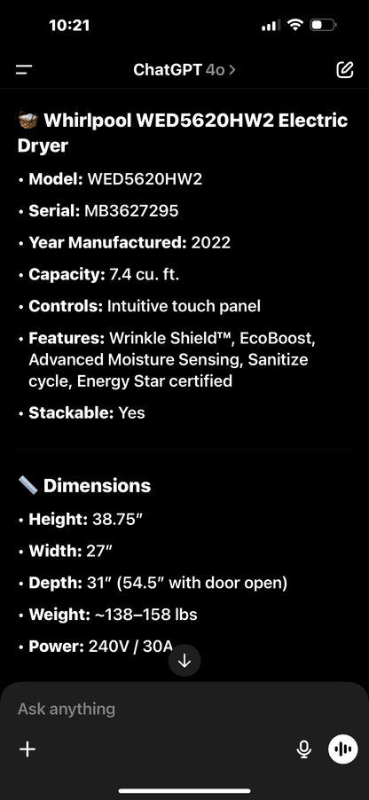 Whirlpool 7.4 cu. ft. Front Load Electric Dryer with Intuitive Touch Controls