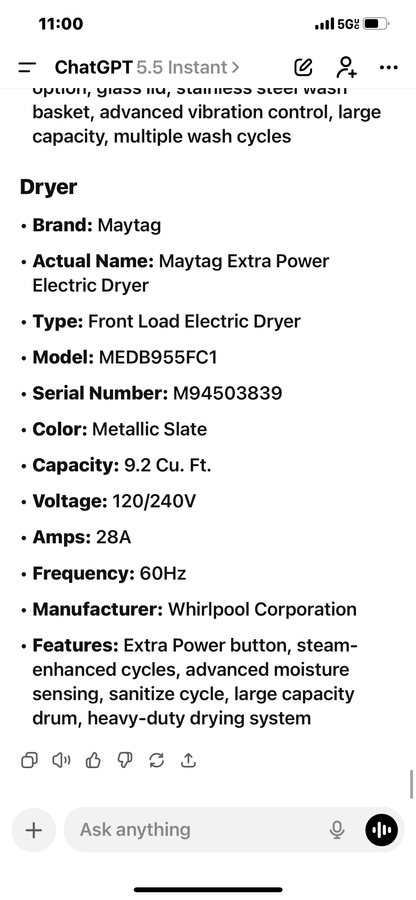 Maytag Washer And Electric Dryer