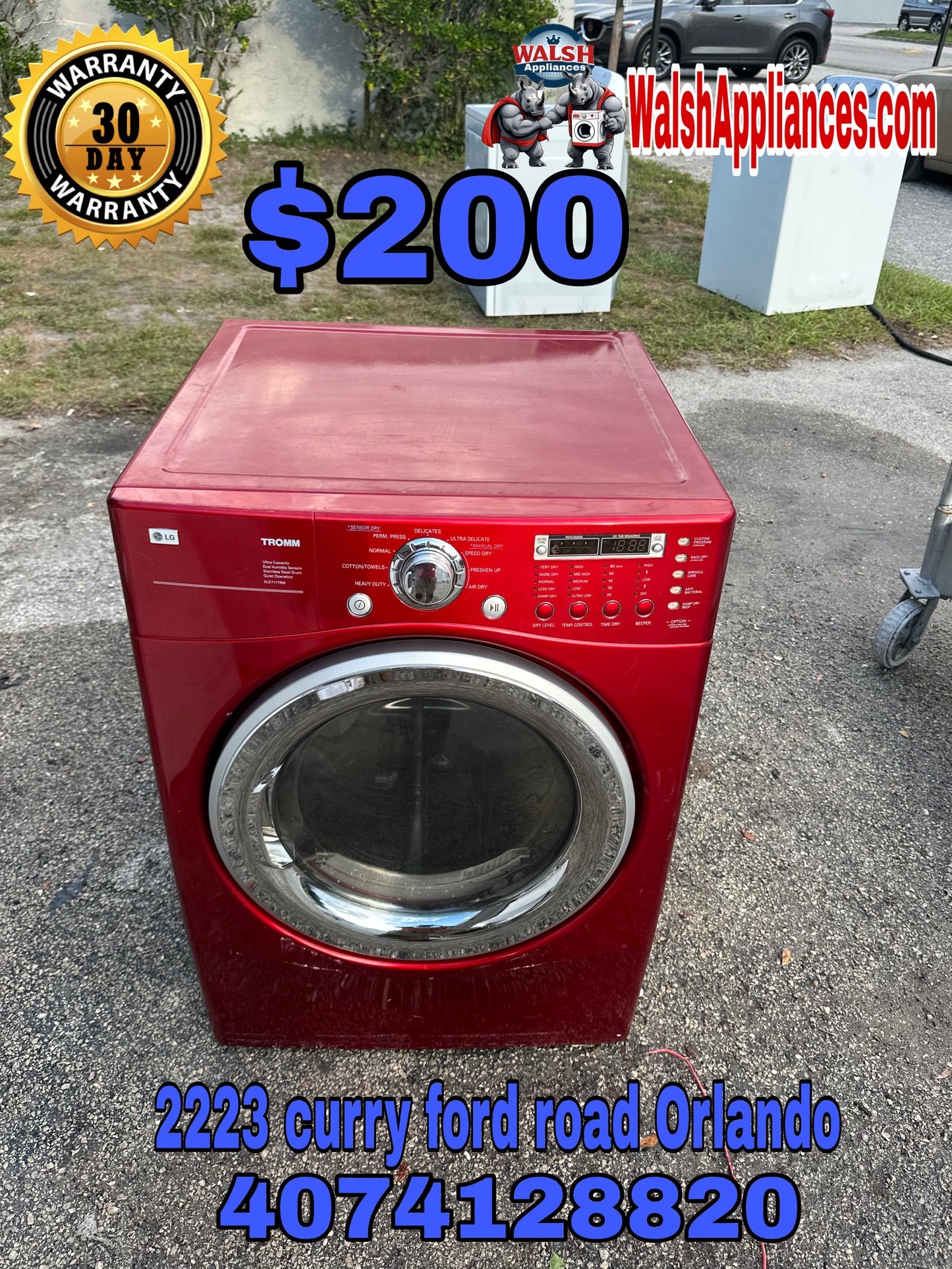 LG DLE7177RM Electric Dryer (Cherry Red)
