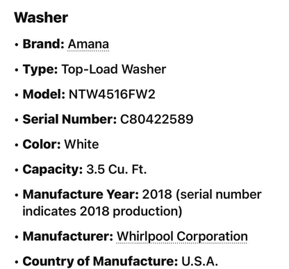 Amana 3.5 CU. FT. TOP-LOAD WASHER WITH DUAL ACTION AGITATOR