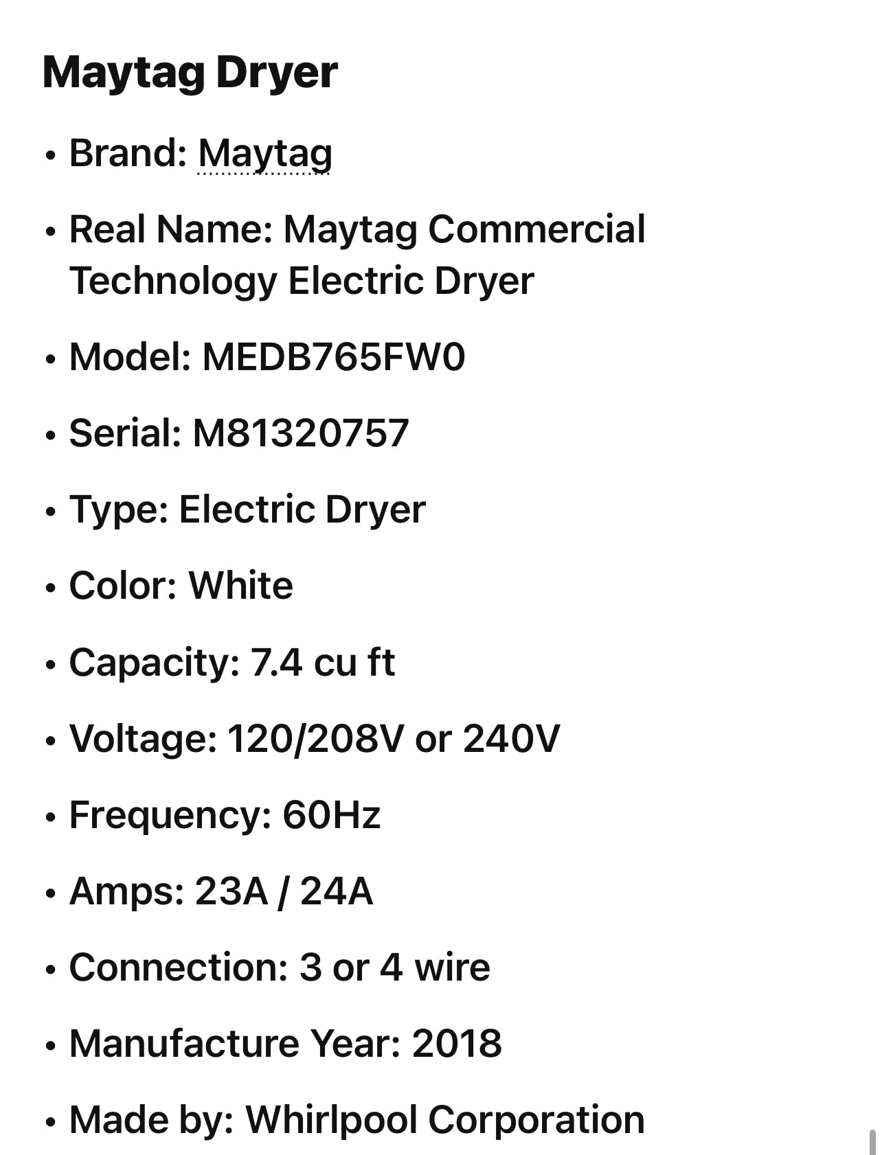 Maytag Washer And Electric Dryer Set