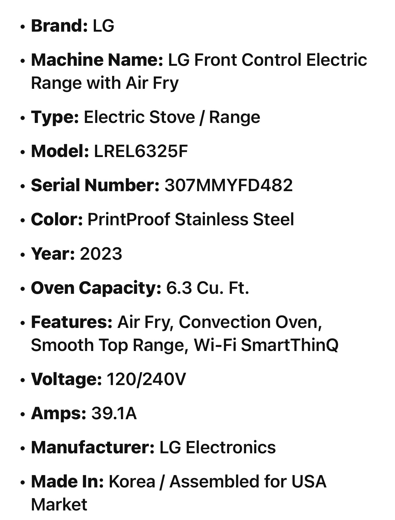 LG Front Control Electric Range with Air Fry