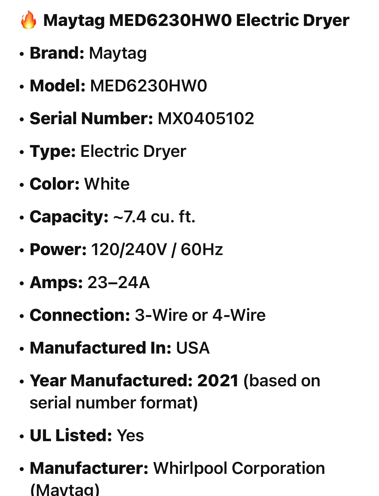 🔥 Maytag MED6230HW0 Electric Dryer