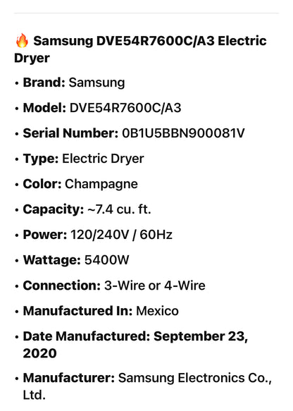 Samsung Champagne Washer and ElectricDryer