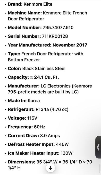 Kenmore Elite French Door Refrigerator