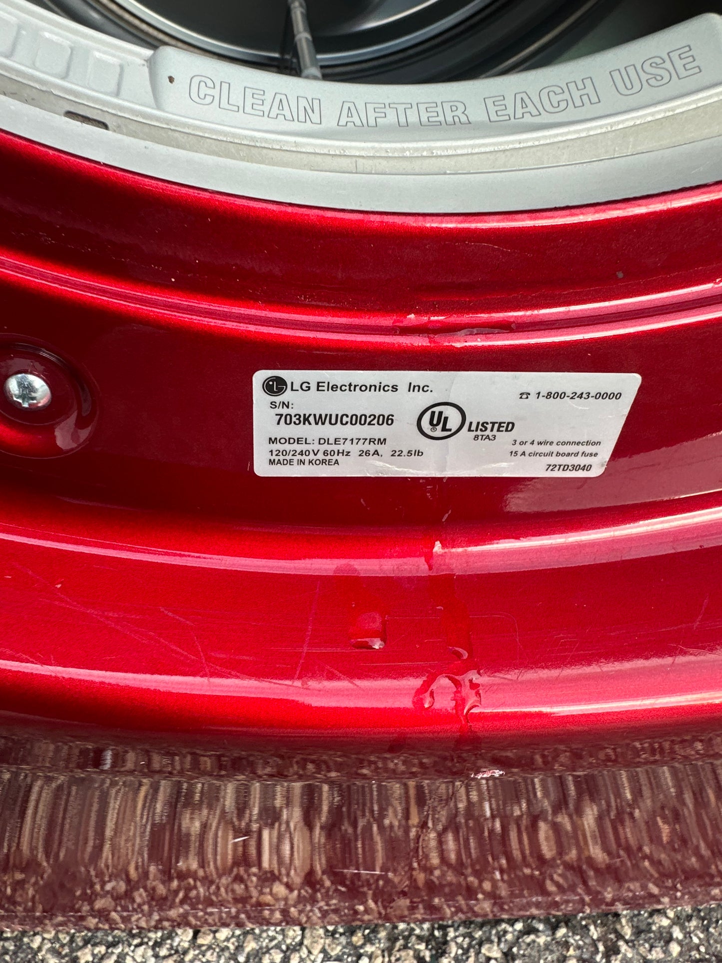 LG DLE7177RM Electric Dryer (Cherry Red)