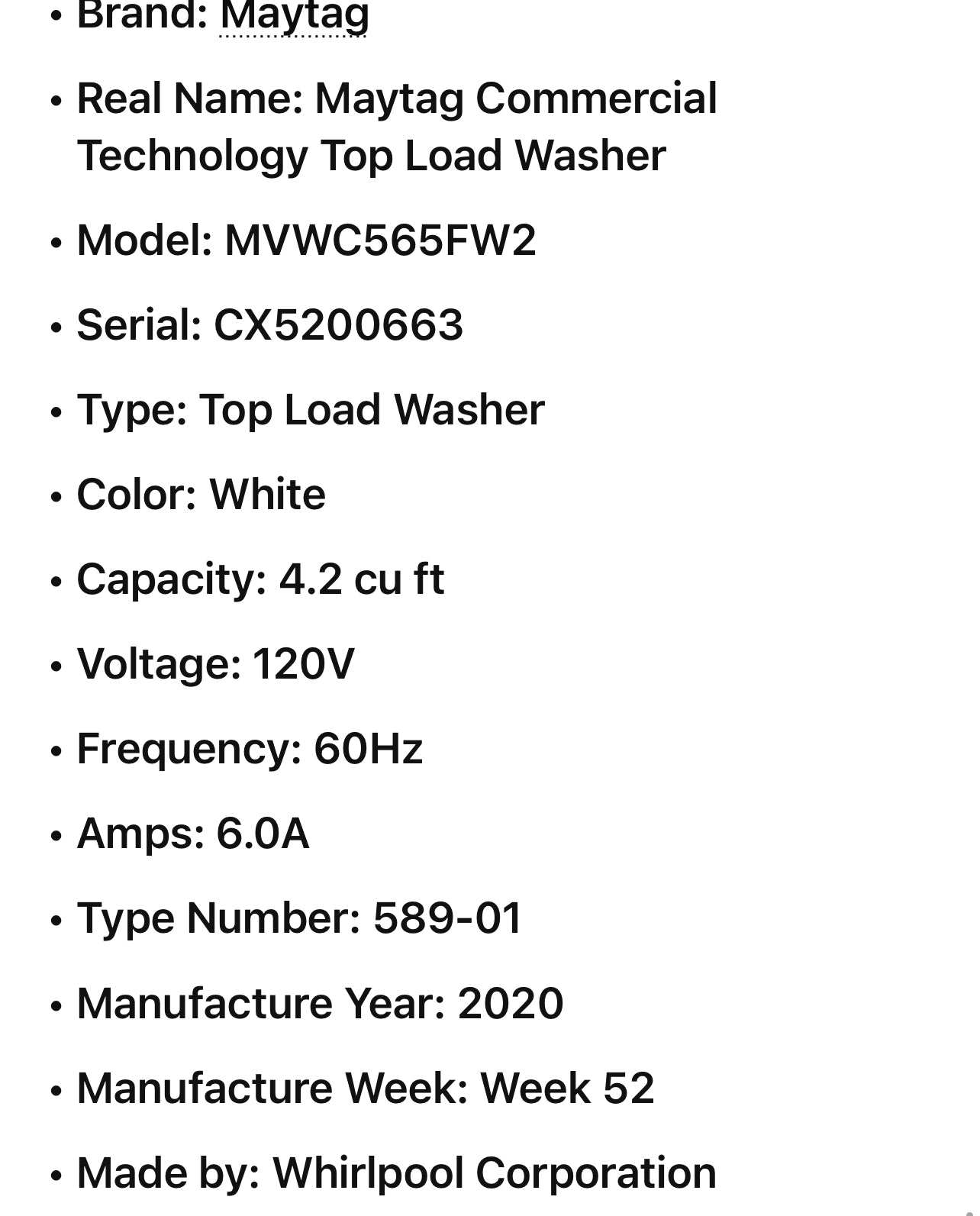 Maytag Commercial Technology Top Load Washer