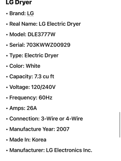 Lg Front load Washer And Electric Dryer Set