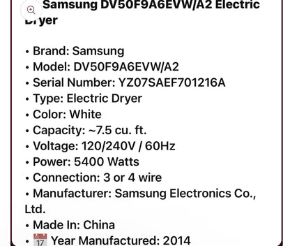 Samsung Washer And Electric Dryer Set
