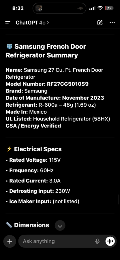 Samsung 27 Cu. Ft. French Door Refrigerator