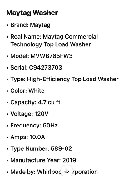Maytag MVWB765FW3
