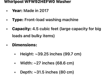 Whirlpool 4.5 cu ft Front‑Load Washer with Load & Go
