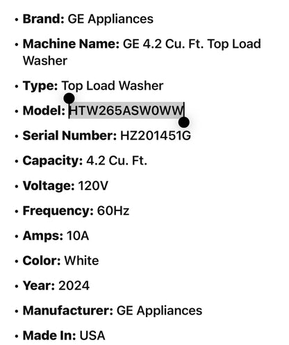 GE 4.2 Cu. Ft. Top Load Washer
