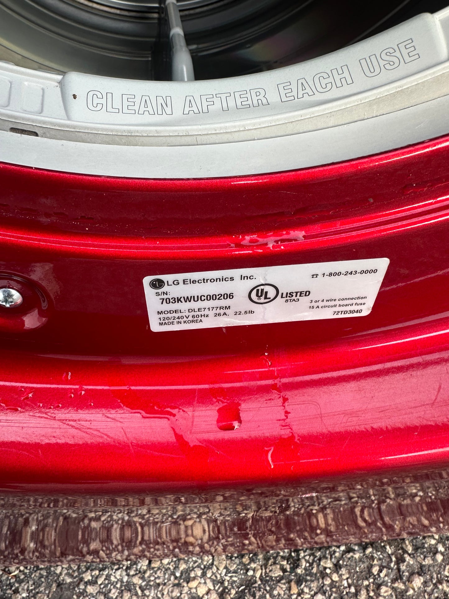 LG DLE7177RM Electric Dryer (Cherry Red)