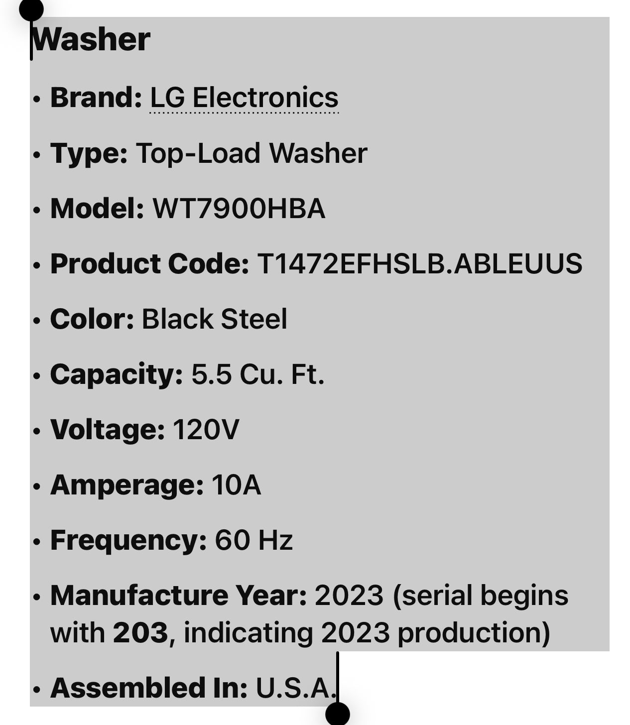 5.5 cu. ft. Smart Wi-Fi Enabled Top Load Washer with Impeller & TurboWash3D™ Technology
WT7900HBA