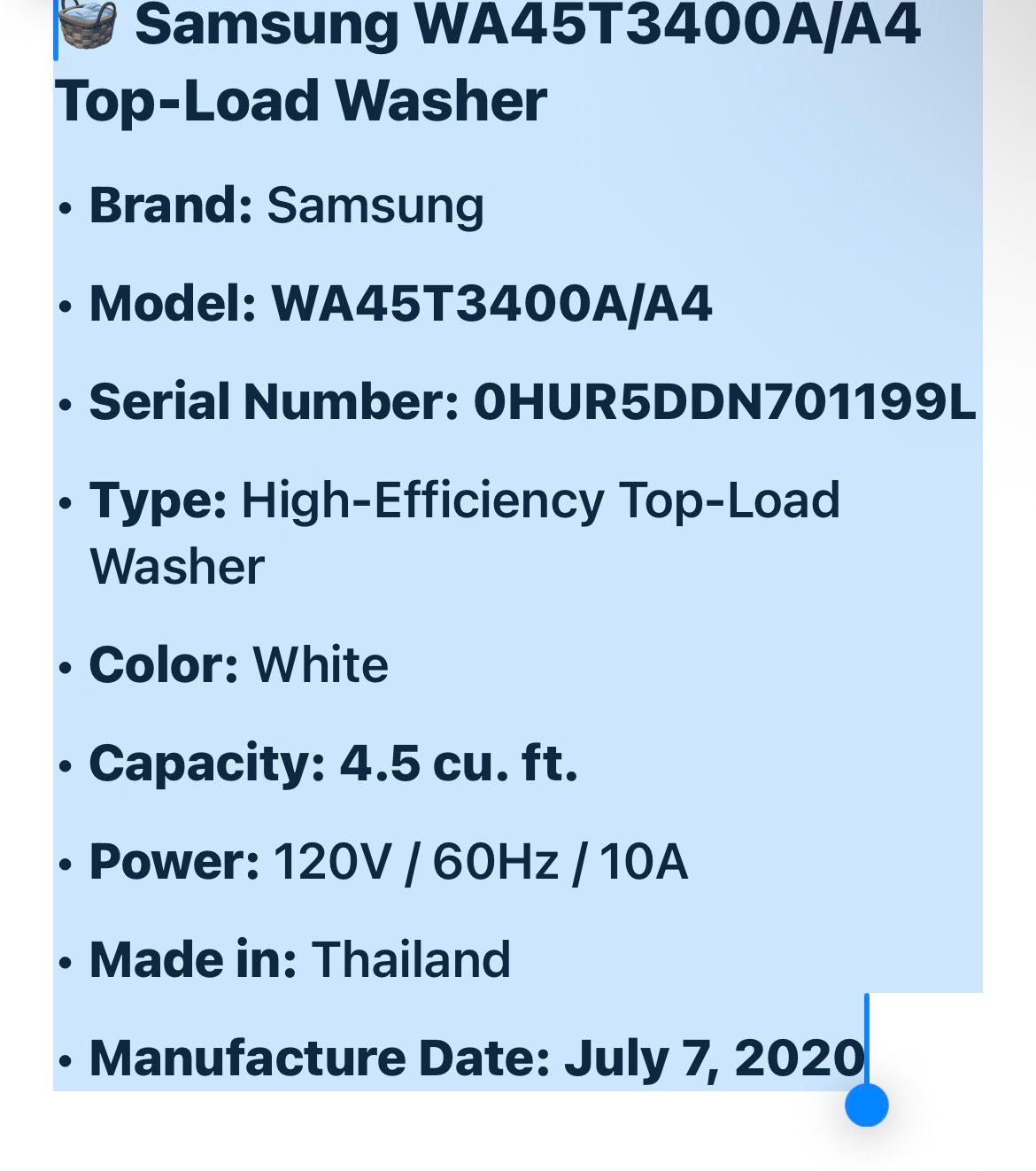 Samsung 4.5 cu. ft. White Top-Load Washer