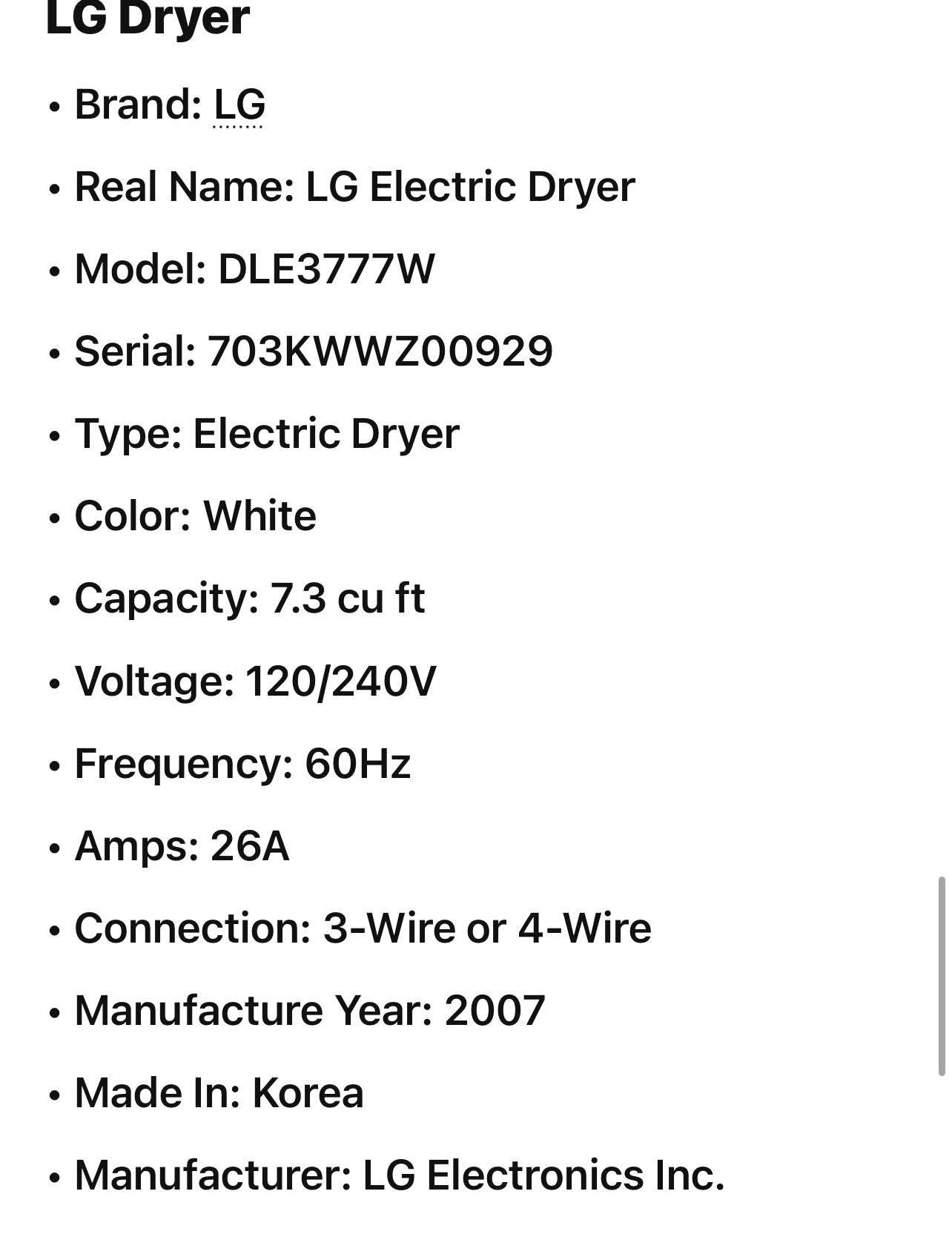 Lg Electric Dryer