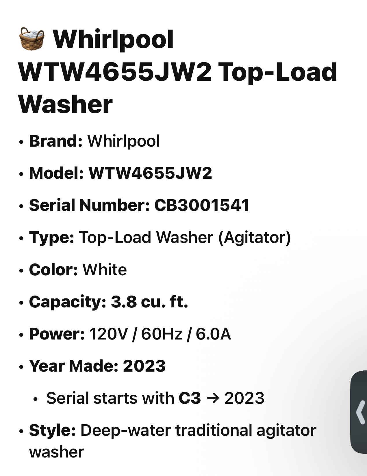 Whirlpool 3.8 cu. ft. Top-Load Washer (White)