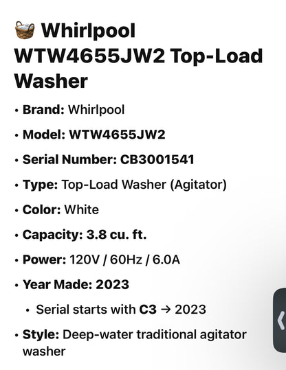 Whirlpool 3.8 cu. ft. Top-Load Washer (White)