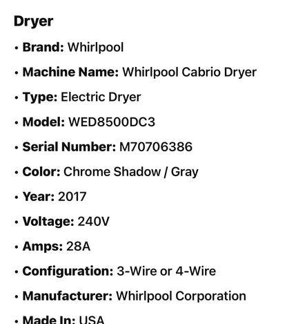 Whirlpool Washer And Electric Dryer Set