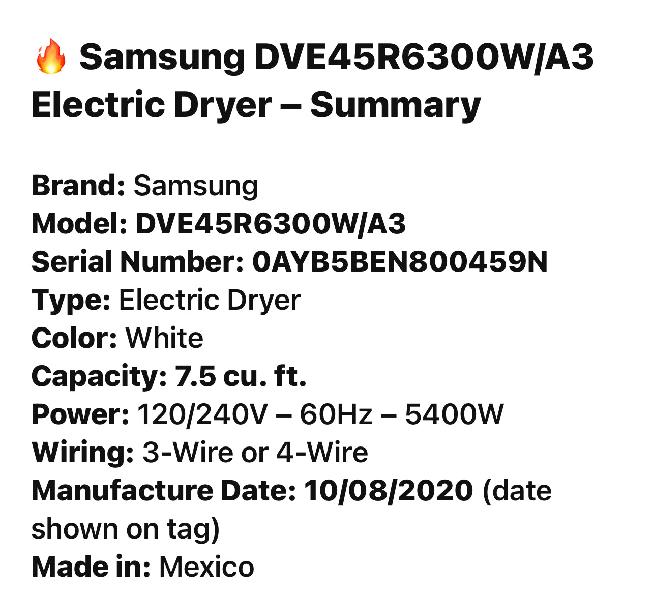 Samsung Washer And Electric Dryer Set