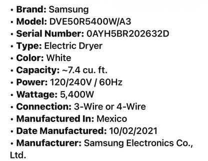 Samsung Washer And Electric Dryer Set