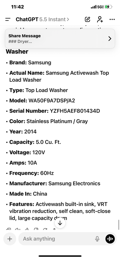 Samsung Activewash Top Load Washer
