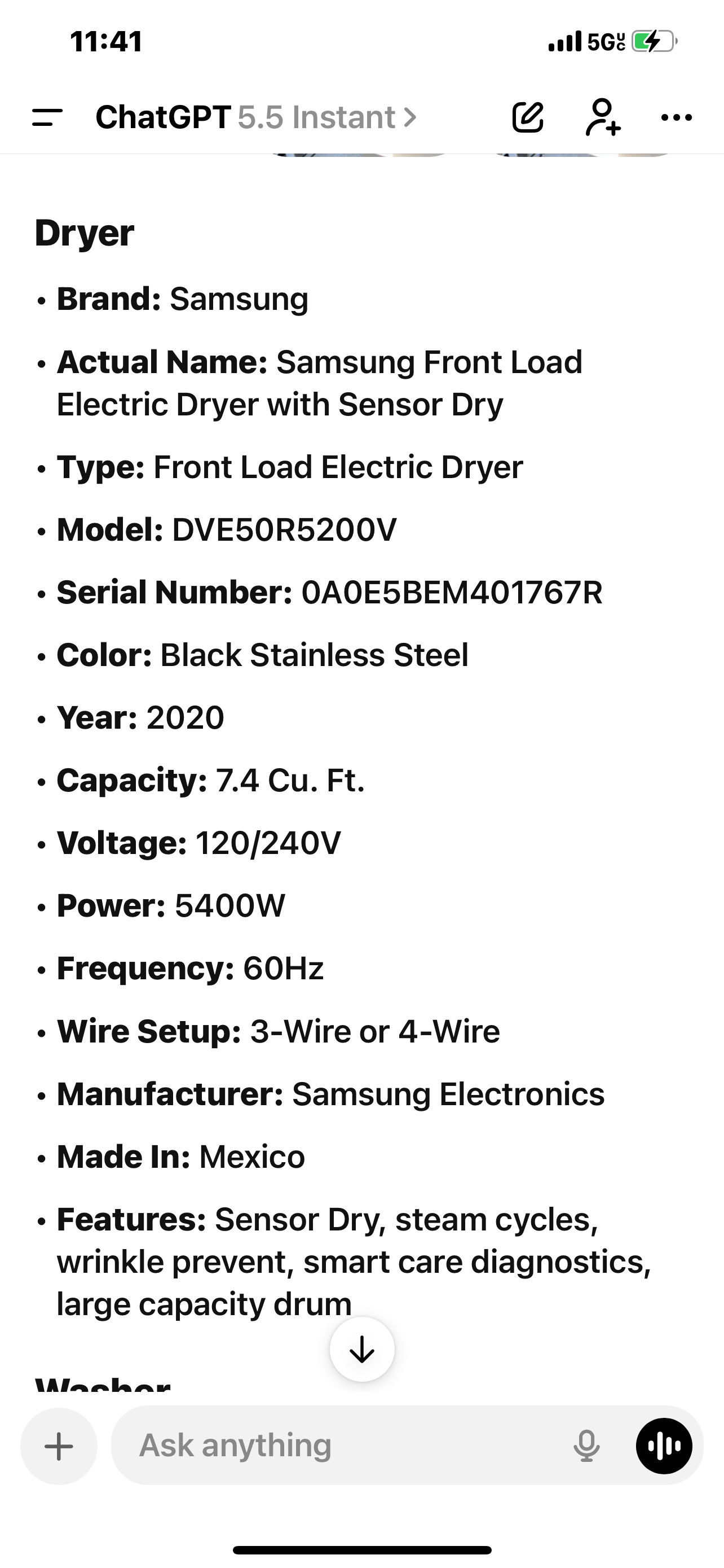 : Samsung Front Load Electric Dryer with Sensor Dry
