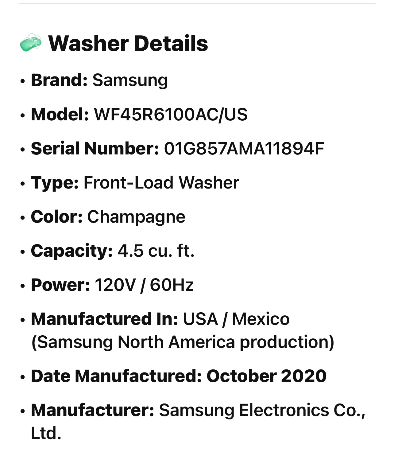 Samsung Washer And Electric Dryer Set