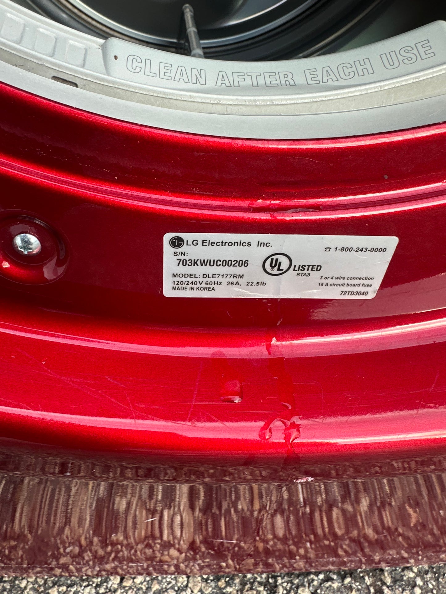 LG DLE7177RM Electric Dryer (Cherry Red)