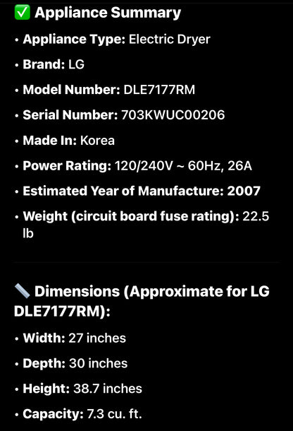 LG DLE7177RM Electric Dryer (Cherry Red)