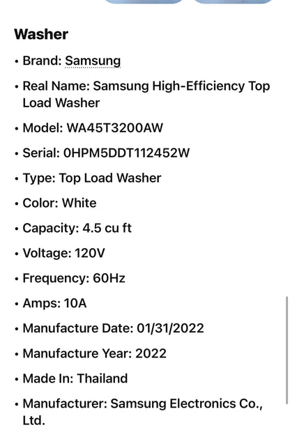 Samsung Washer And Electric Dryer Set