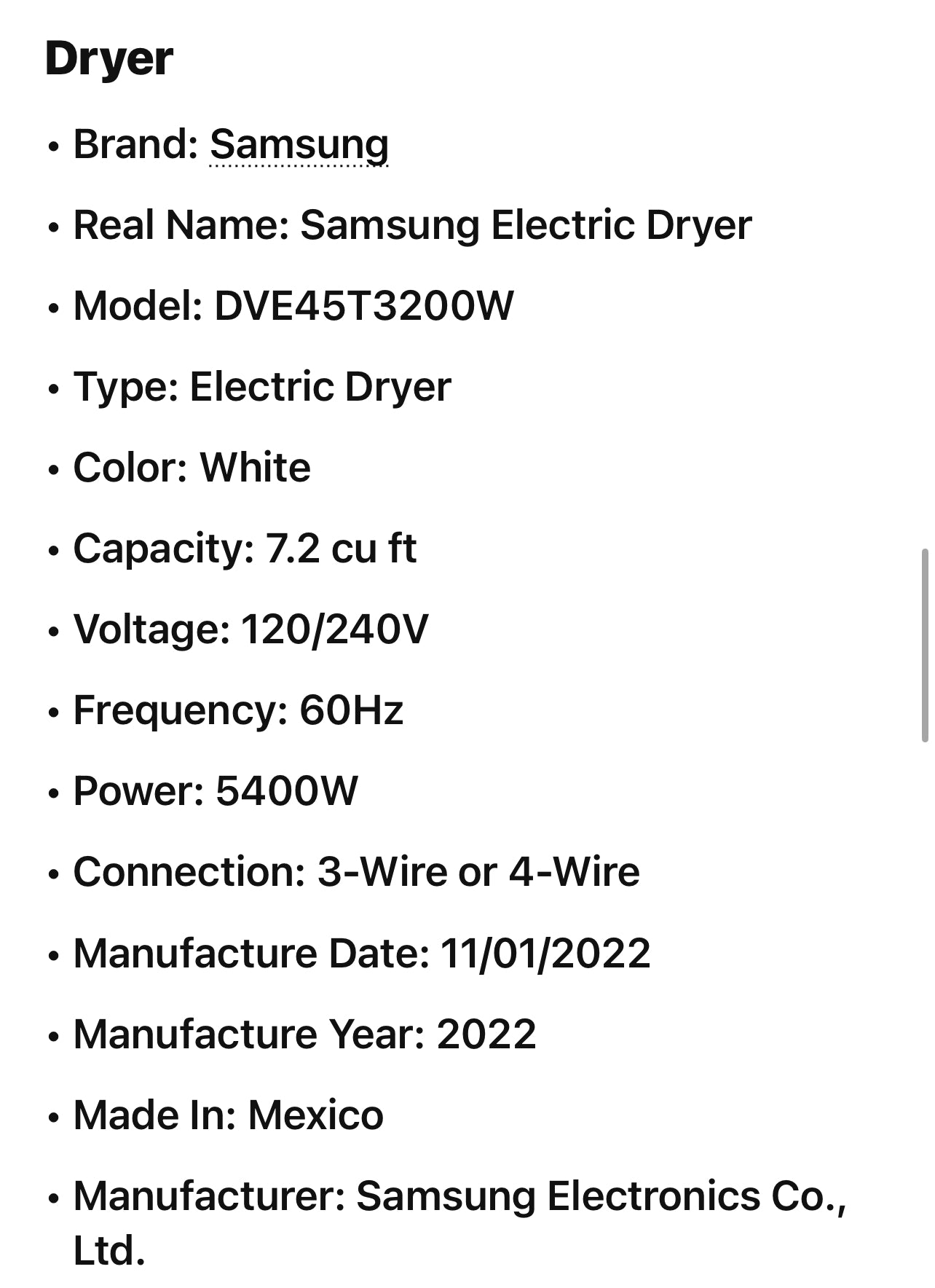 Samsung Washer And Electric Dryer Set