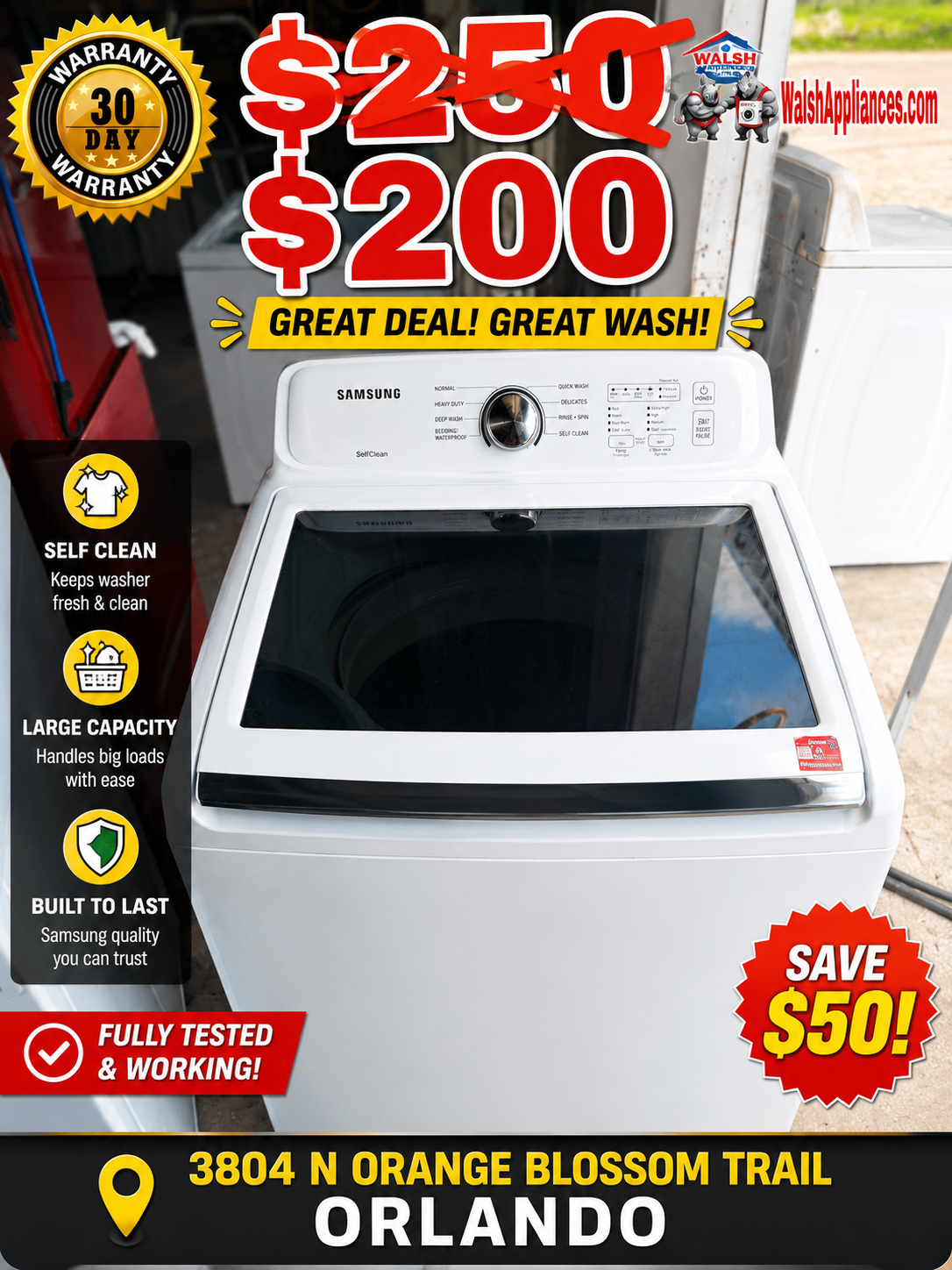 Samsung WA50N7450AW/A4 High-Efficiency Top-Load Washer