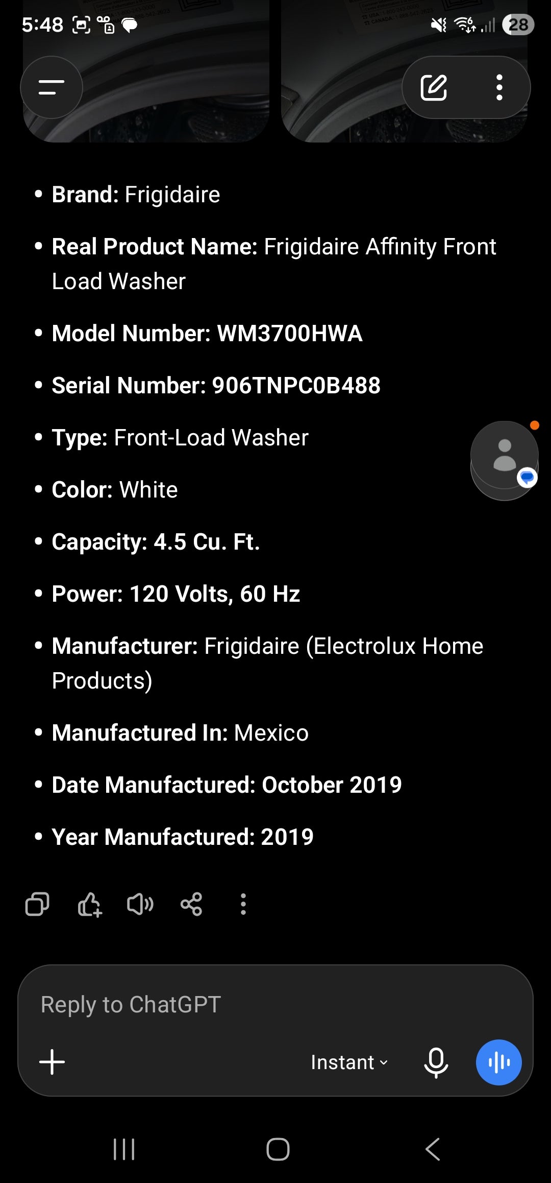 LG 4.5 Cu. Ft. Ultra Large Capacity Front Load Washer