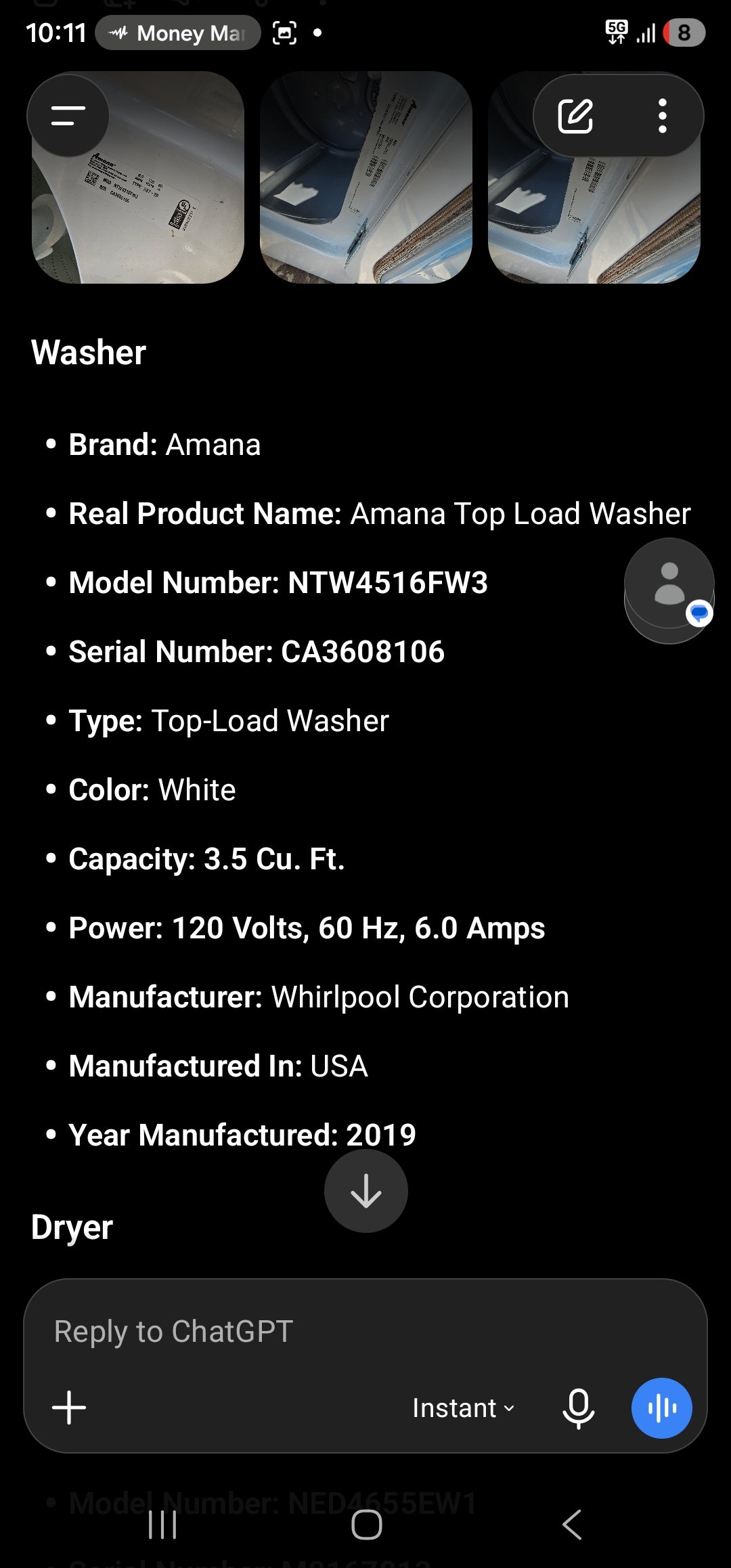 Amana Washer And Electruc Dryer Set