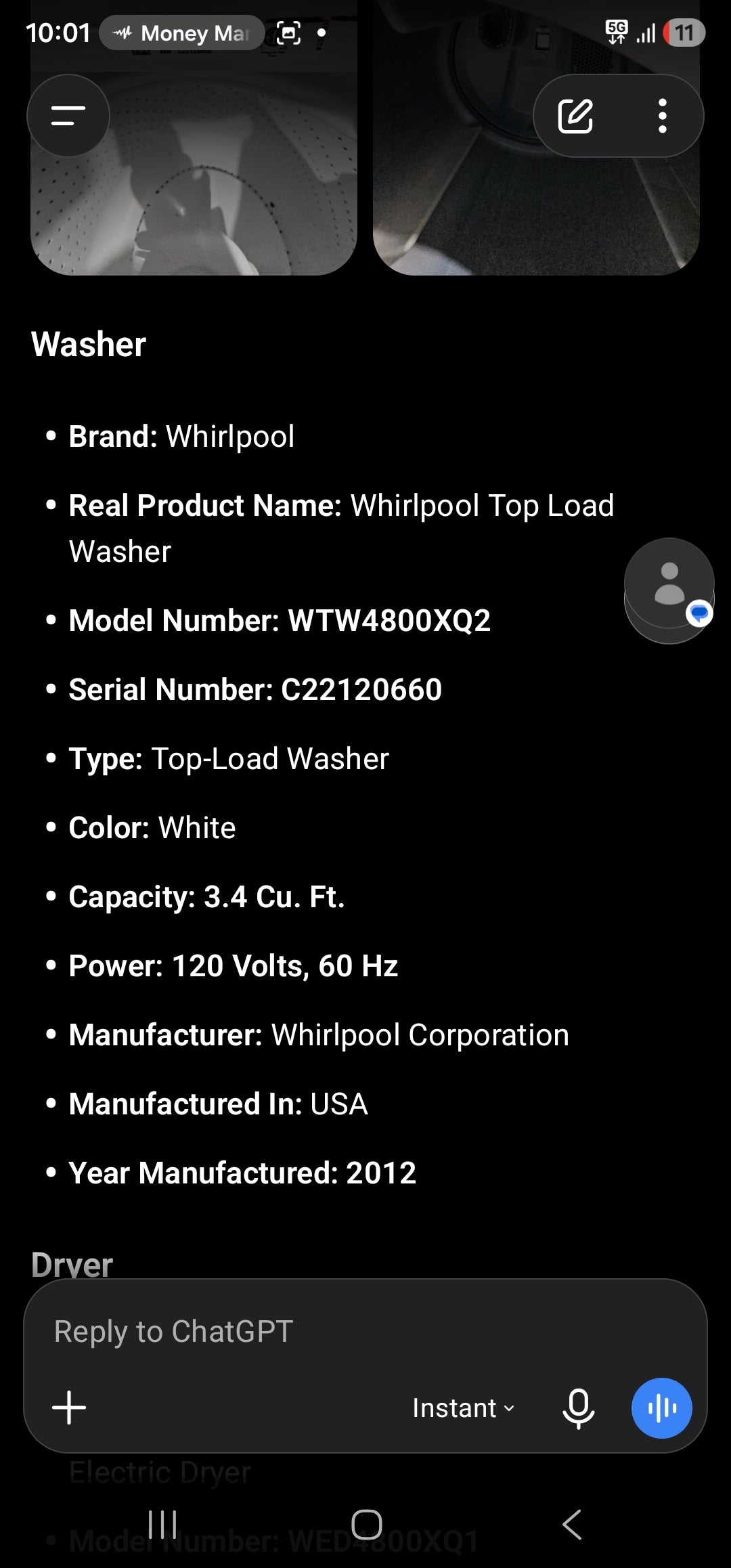 Whirlpool Top Load Washe